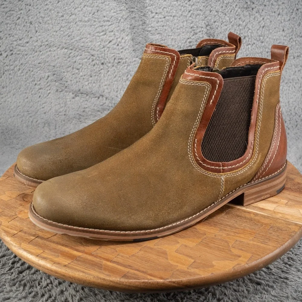 Testosterone Apple Jay T99330 Mens Green Leather Slip On Chelsea Boots 12